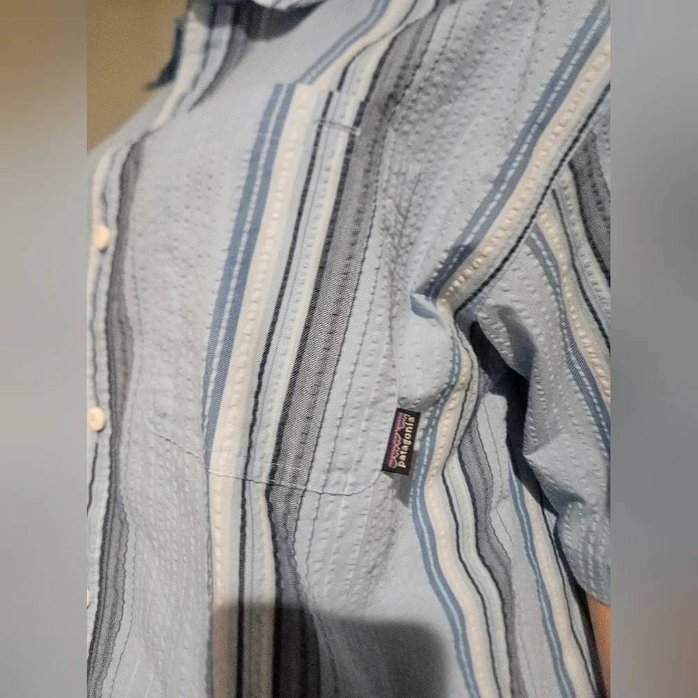 PATAGONIA Men’s Short Sleeve Puckerware Shirt Blue Multi– Size XL - Picture 8 of 15